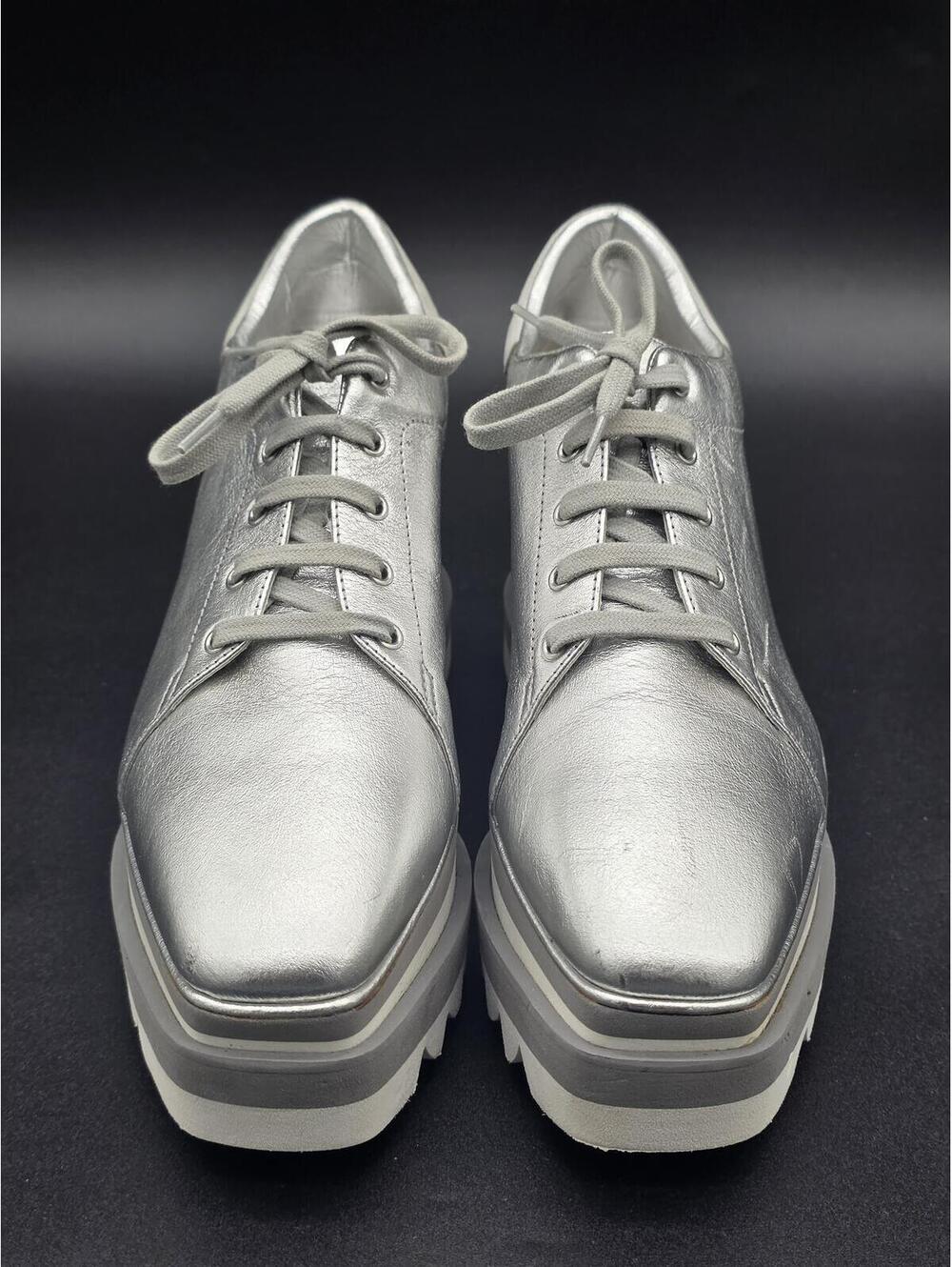 Stella McCartney Elyse Silver Platform Shoe EU38 US8, Like New, Made in Italy - Picture 2 of 14